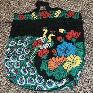 Vintage Hand Beaded Tote Bag